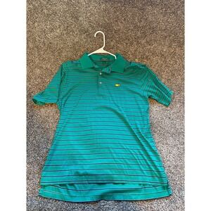 Peter Millar Masters Golf Polo Shirt Green Stripe Short Sleeve Mens